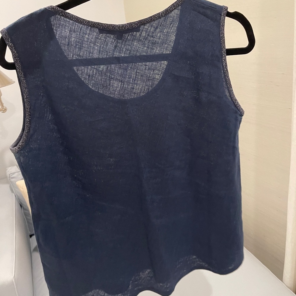 RANI ARABELLA NAVY LINEN TOP